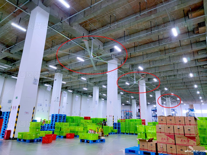 仓库怎么通风降温，一台永磁工业大风扇解决